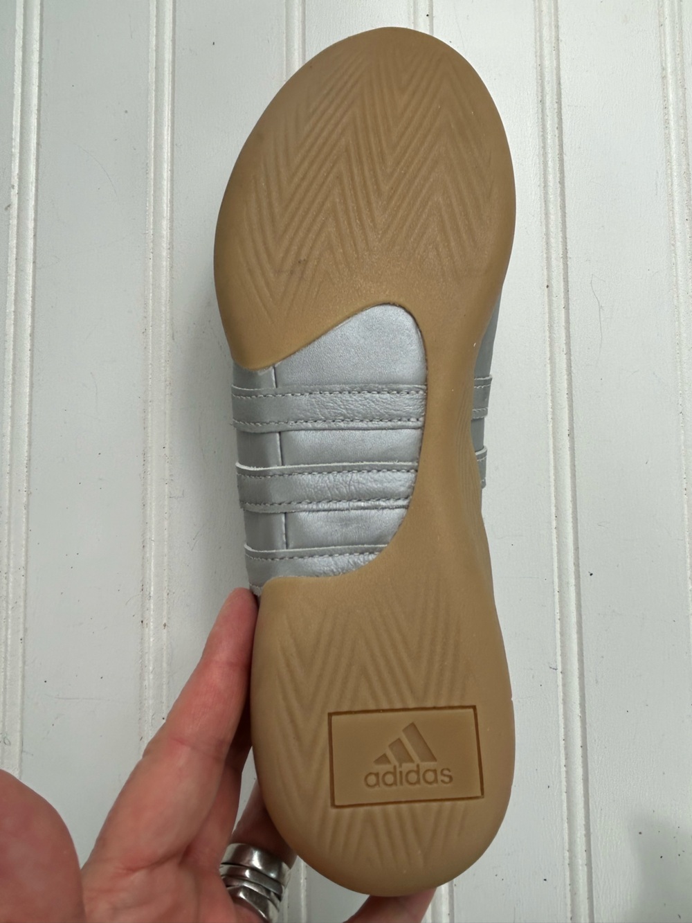 Adidas Sneakers Taekwondo Mei Ballet Gray Silver Leather Lace-Up Size 7.5 NEW - Picture 8 of 11